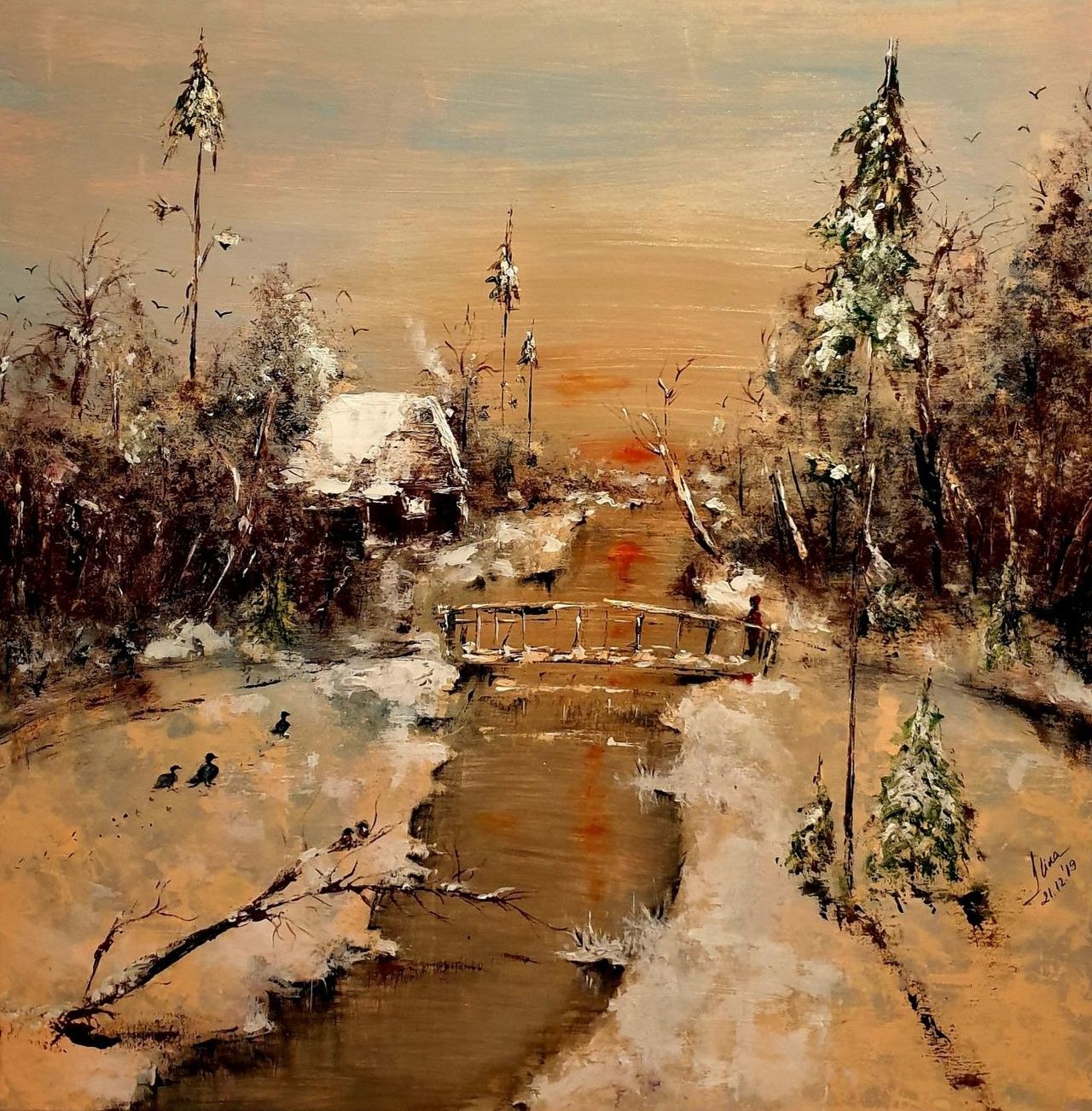 ArteDiAlina.com painting: Transylvanian winter / 4 days before Christmas